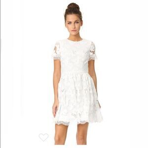 Alice + Olivia White Lace Mini Fit & Flare Dress 8